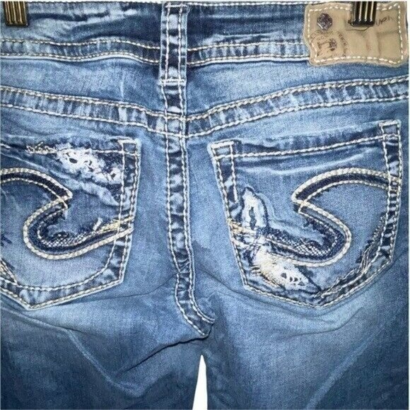 Silver Jeans Suki Mid Rise Works Distressed Denim Blue Jeans Women's Size 29 - Picture 5 of 7